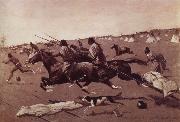 Oil undated Geronimo Fleeing from camp Frederick Remington